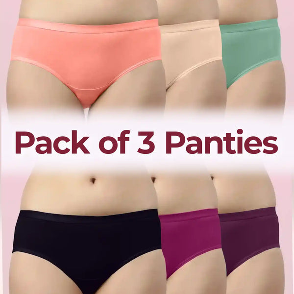 Tweens Cotton Classic Antimicrobial Hipster Panty Soft, Breathable & Stain-Resistant Everyday Comfort (Pack of 3)