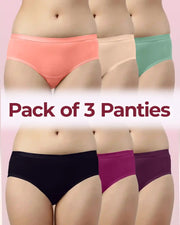 Tweens Cotton Classic Antimicrobial Hipster Panty Soft, Breathable & Stain-Resistant Everyday Comfort (Pack of 3)