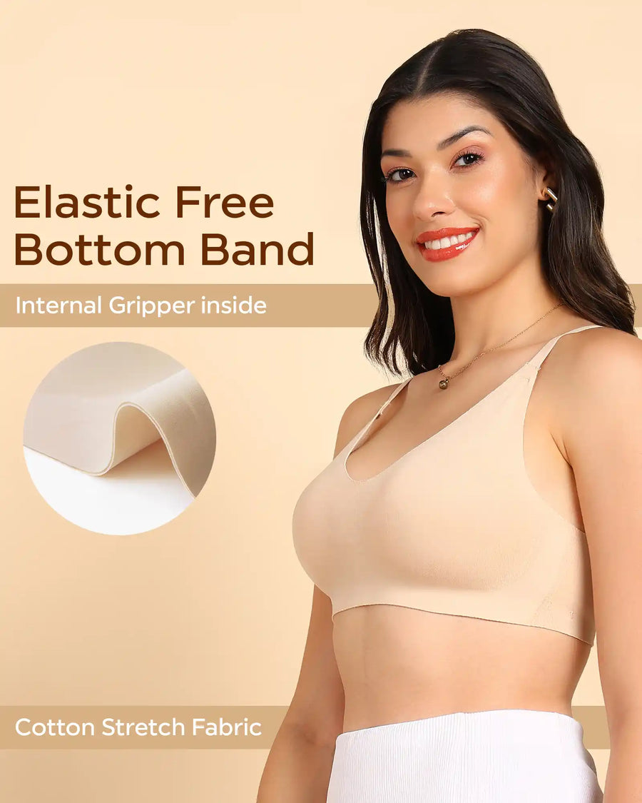 Tweens Bonded Breathable Cotton Non-Padded Full-Coverage Bra with Hidden Concealer (SB-935-Skin)