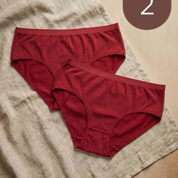 Cotton High Coverage Mid Waist Hipster Panty with Ultra Soft Waistband (TW-63-Red)(Pack Of 2)
