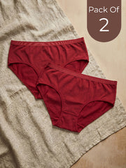 Cotton High Coverage Mid Waist Hipster Panty with Ultra Soft Waistband (TW-63-Red)(Pack Of 2)