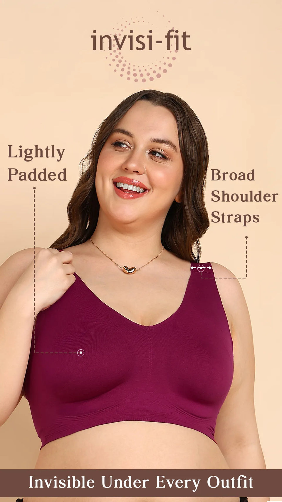 Tweens Bonded Breathable Cotton Plus-Size Padded Full-Coverage Bra (SB-918-Wine) image 3