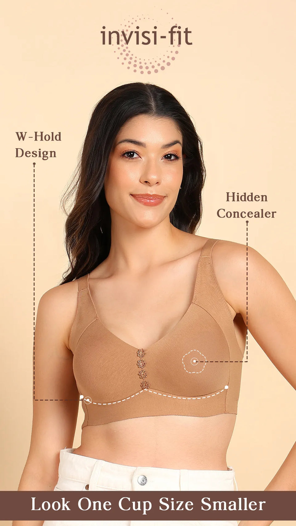 Tweens Bonded Breathable Cotton Plus-Size Non-Padded M-Frame Minimiser with Hidden Concealer (SB-9303) image 3