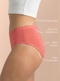 Cotton High Coverage Mid Waist Hipster Panty with Ultra Soft Waistband (TW-63)(Coral)