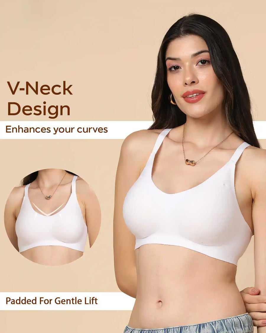 Tweens Bonded Breathable Cotton Padded Full-Coverage Bra (SB-938-White)