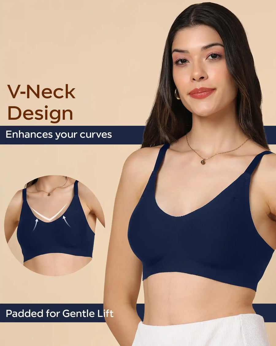 Tweens Bonded Breathable Cotton Padded Full-Coverage Bra (SB-938-Navy)