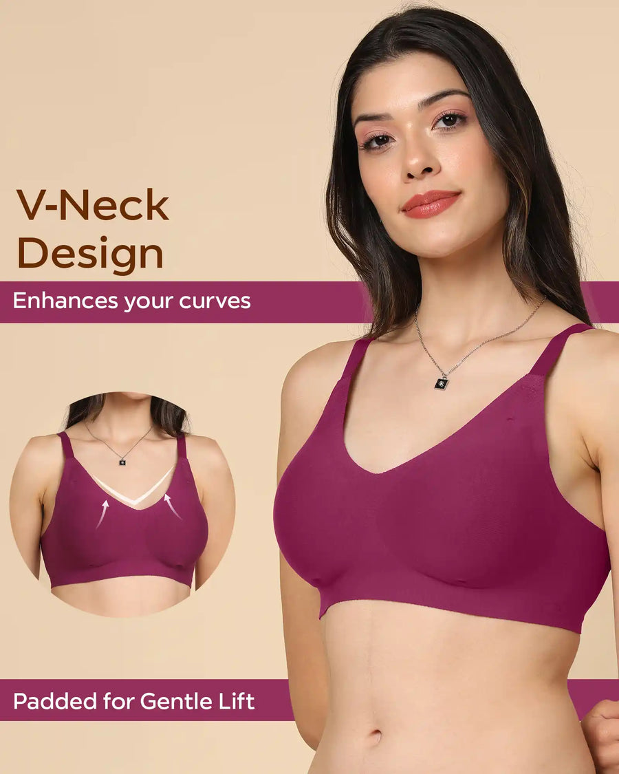 Tweens Bonded Breathable Cotton Padded Full-Coverage Bra (SB-938-Wine)