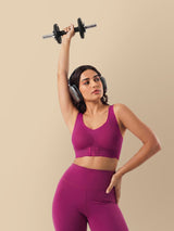 Bonded Gym Bra with Crisscross Back | Padded | Breathable Cotton (TW-SB-997)(Wine)