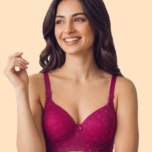 Cotton Padded Bonded Lace Bra  (TW-SB-58011)