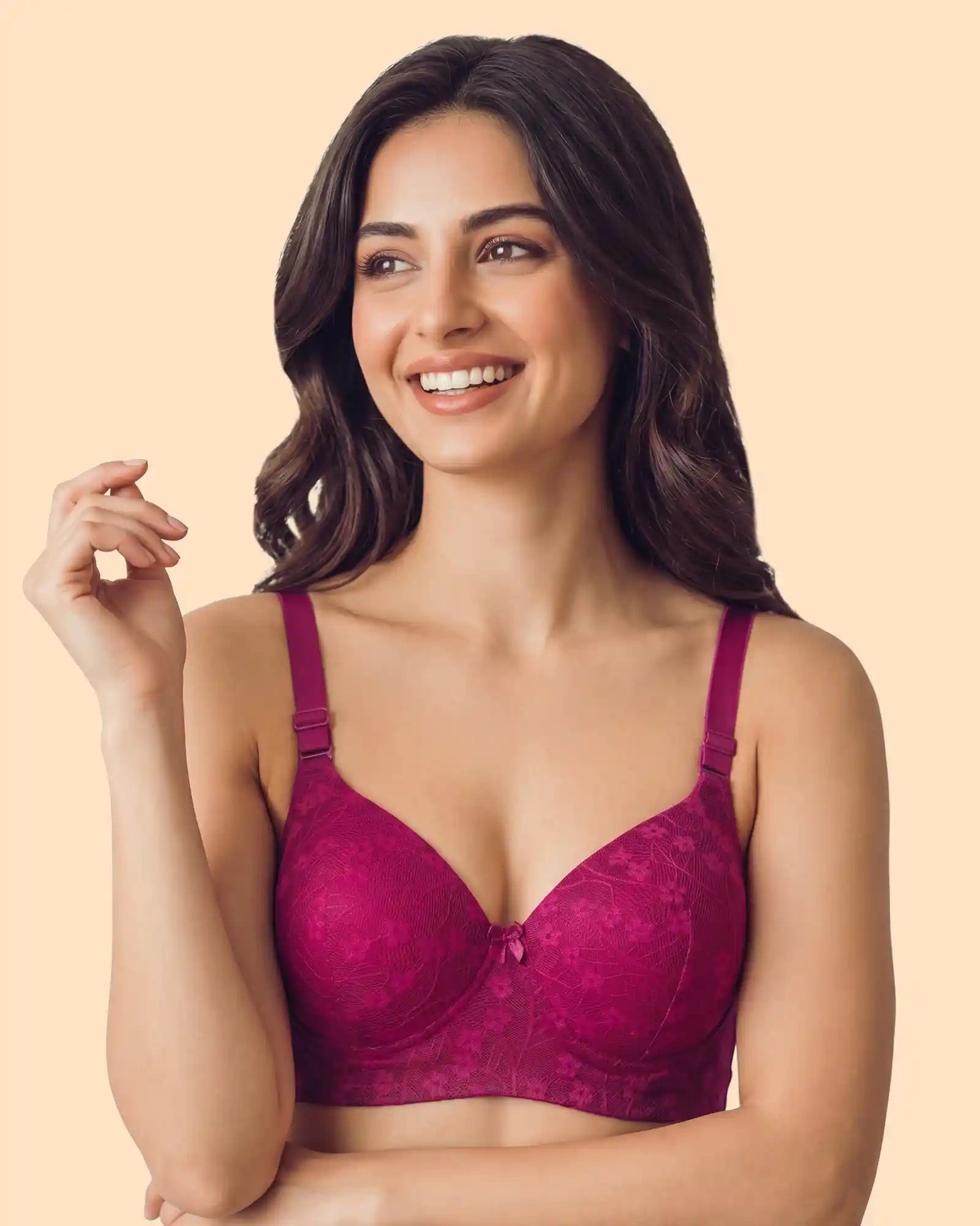 Cotton Padded Bonded Lace Bra  (TW-SB-58011)
