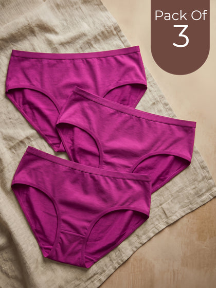 Cotton High Coverage Mid Waist Hipster Panty with Ultra Soft Waistband (TW-63) (Wine)