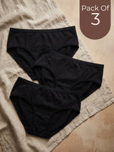 Cotton High Coverage Mid Waist Hipster Panty with Ultra Soft Waistband (TW-63)(Black)