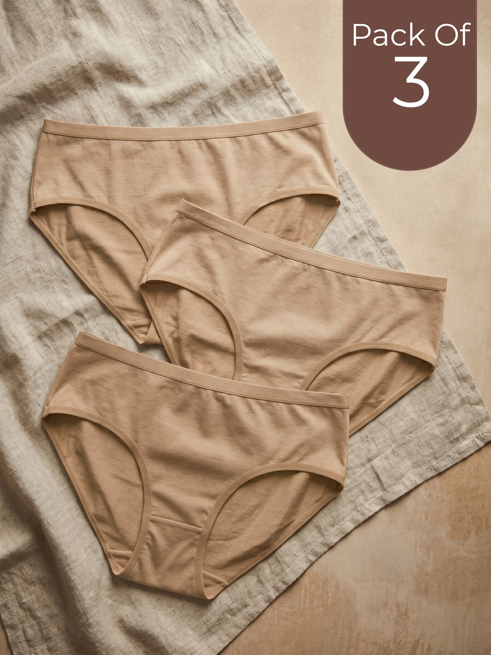 Cotton High Coverage Mid Waist Hipster Panty with Ultra Soft Waistband (TW-63)(Fawn)