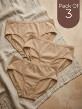 Cotton High Coverage Mid Waist Hipster Panty with Ultra Soft Waistband (TW-63)(Fawn)