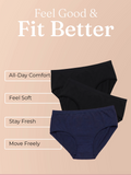 Cotton High Coverage Mid Waist Hipster Panty (Pack of 3)(TW-63)(Black 2PC+Navy 1PC)