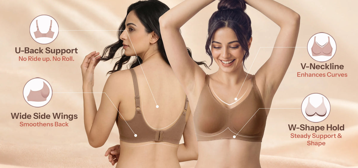 Cotton Non-Padded Full Coverage Bonded Bra (SB-935-Skin) - Banner 6
