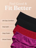 Cotton High Coverage Mid Waist Hipster Panty(Pack of 5)(TW-63)(Black 2PC+Wine 2PC+Red 1PC)