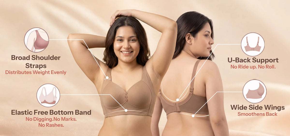 Cotton Padded Plus-Size M-Frame Minimiser Bonded Bra (SB-9203)(Black) (MR) - Banner 7