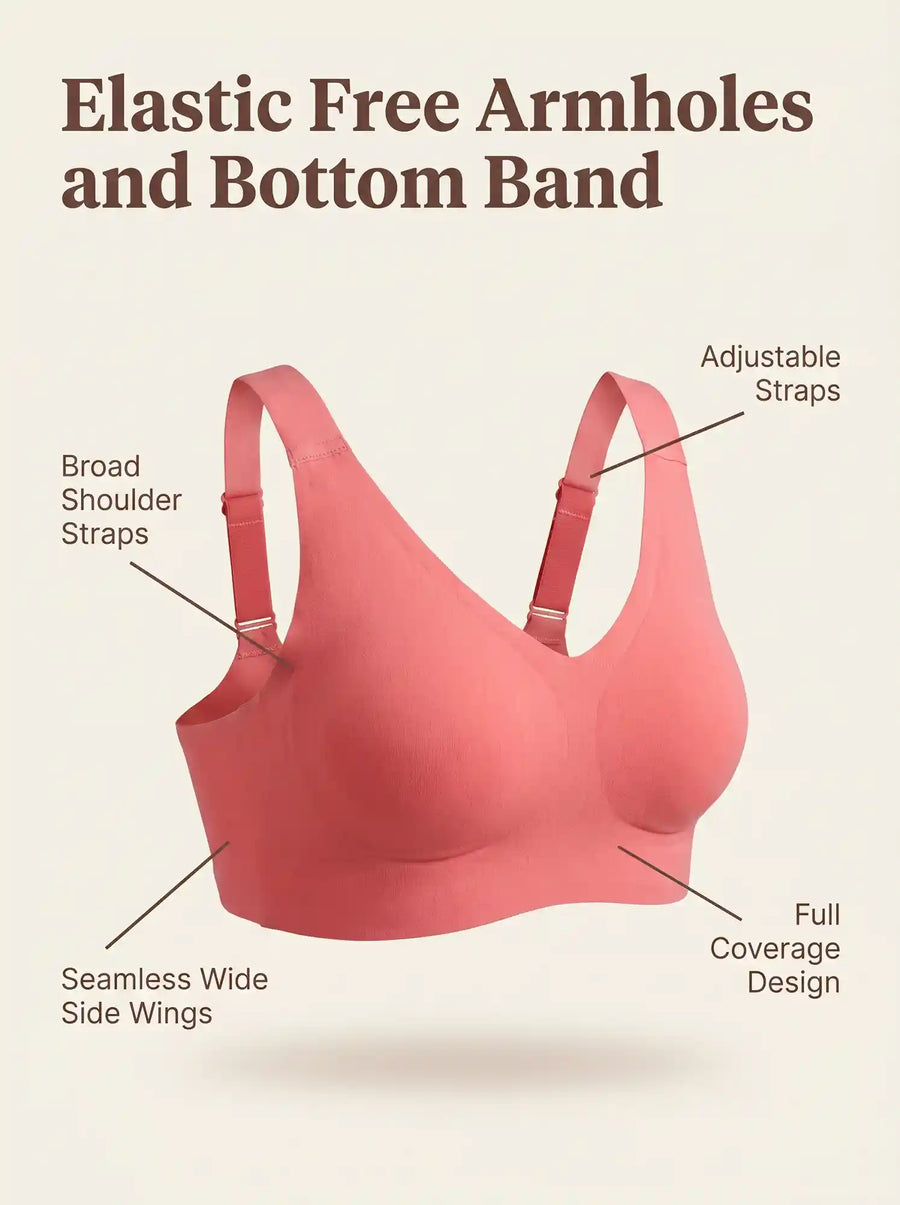 Cotton Non-Padded Plus-Size Bonded Bra with Hidden Concealer (SB-915-Coral)