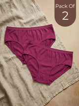 Cotton High Coverage Mid Waist Hipster Panty with Ultra Soft Waistband (TW-63-Wine)(Pack Of 2)