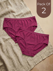 Pack of 2 maroon underwear on a textured beige surface