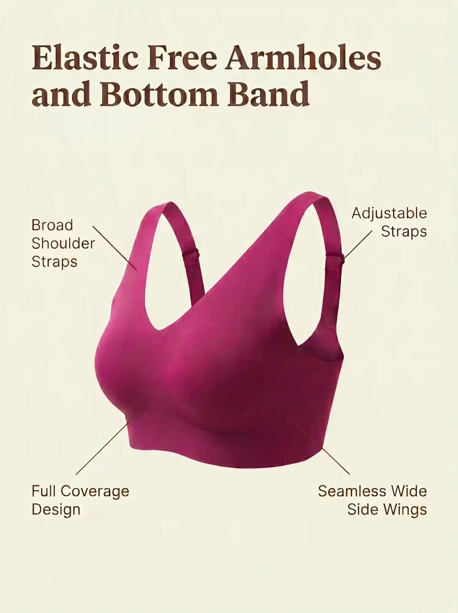Cotton Non-Padded Plus-Size Bonded Bra with Hidden Concealer (SB-915-Wine)
