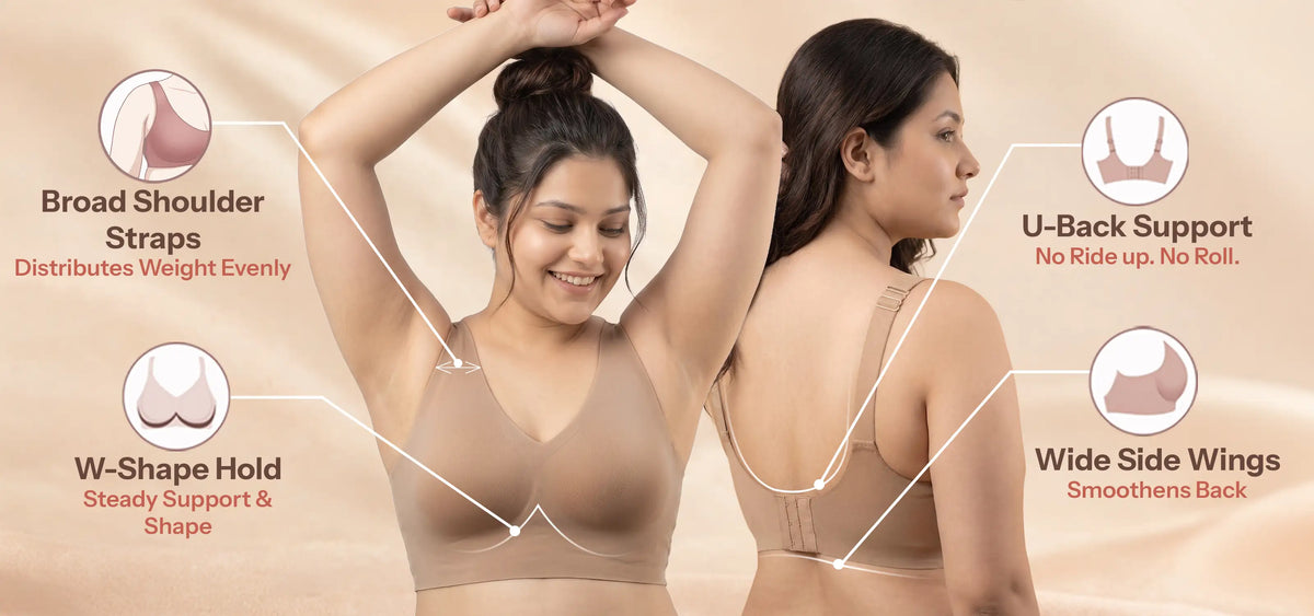 Cotton Non-Padded Plus-Size Bonded Bra with Hidden Concealer (SB-915-Coral) (MR) - Banner 7