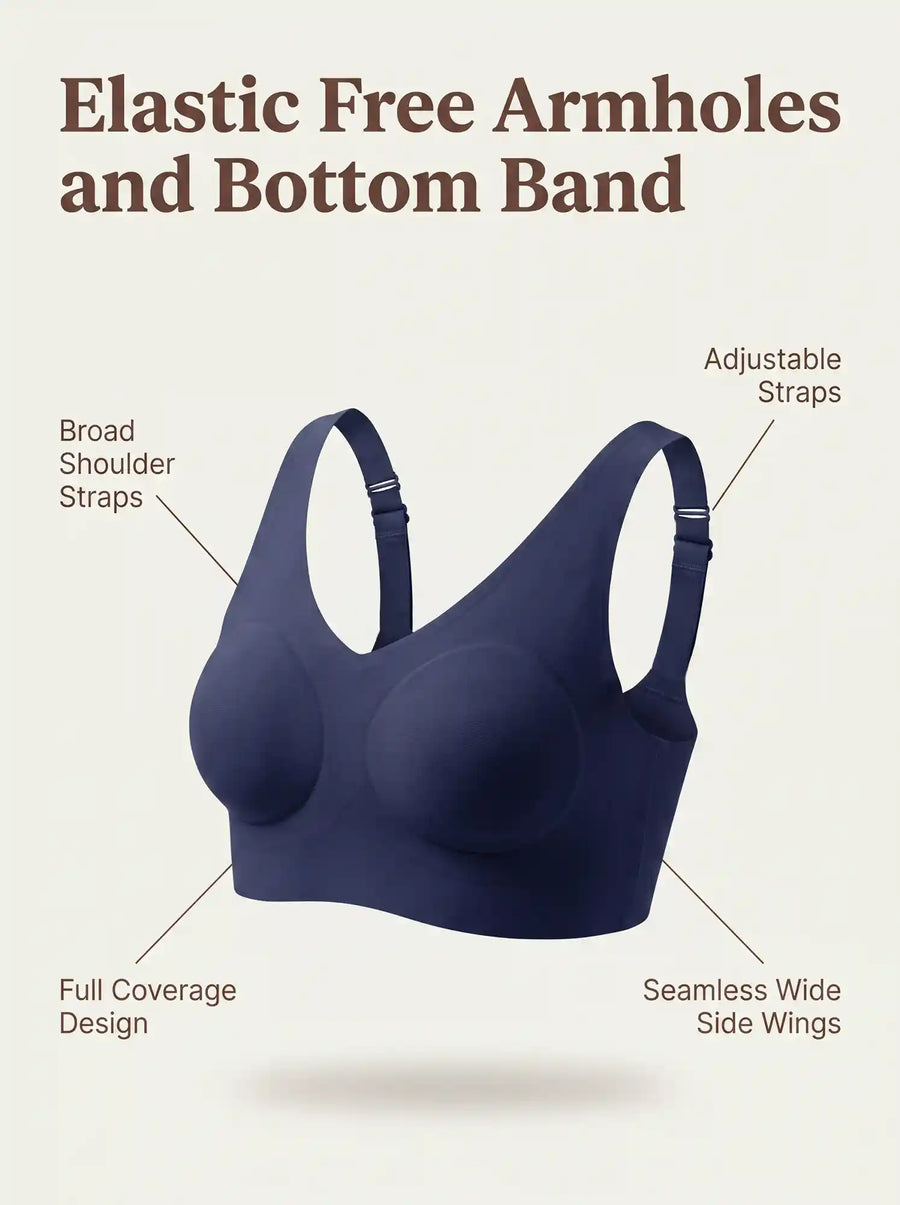 Cotton Non-Padded Plus-Size Bonded Bra with Hidden Concealer (SB-915-Navy)