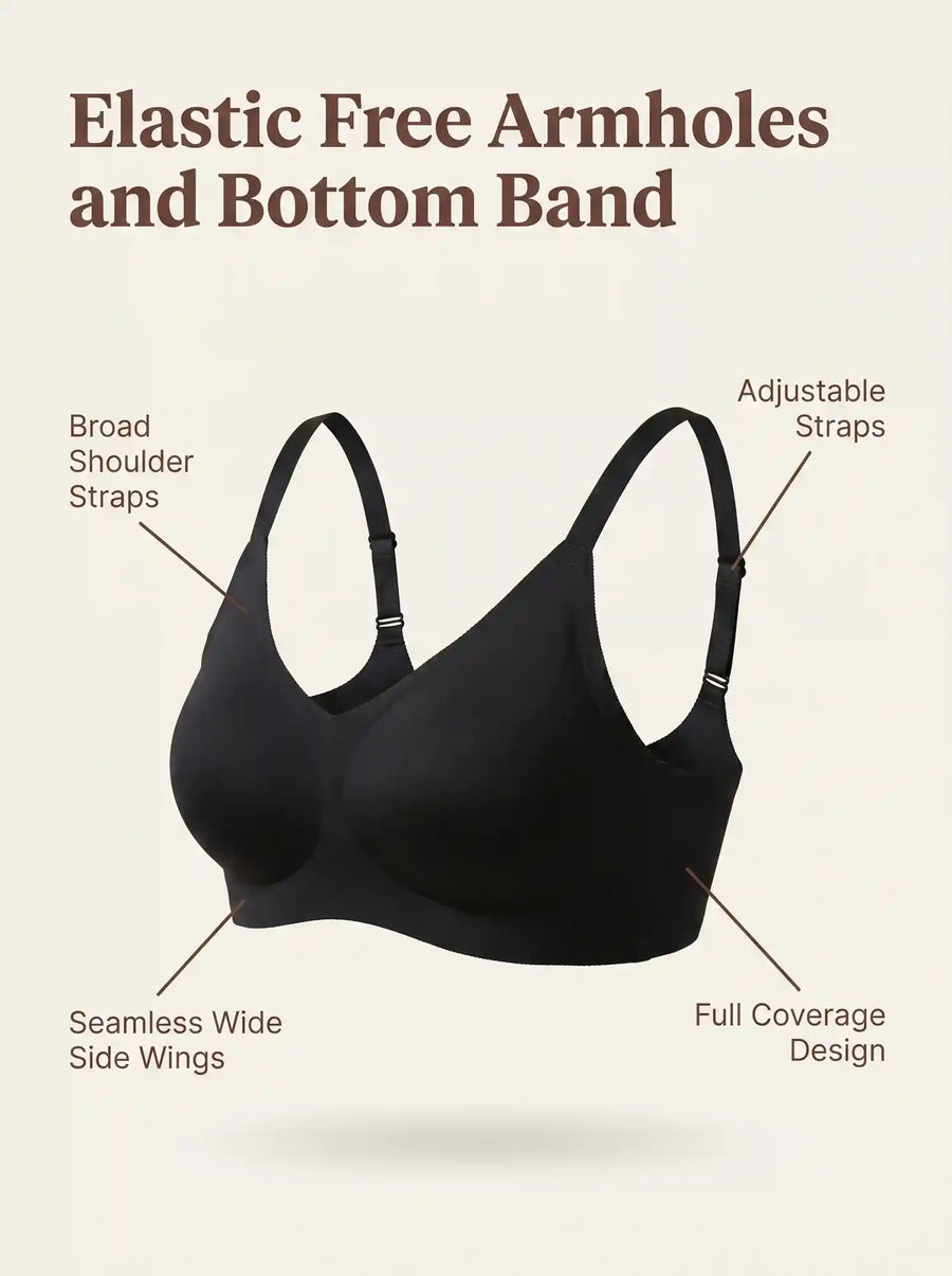 Cotton Non-Padded Plus-Size Bonded Bra with Hidden Concealer (SB-915-Black)