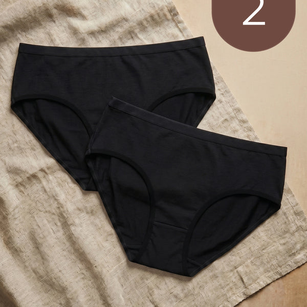 Cotton High Coverage Mid Waist Hipster Panty with Ultra Soft Waistband (TW-63-Black)(Pack Of 2)