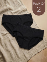 Cotton High Coverage Mid Waist Hipster Panty with Ultra Soft Waistband (TW-63-Black)(Pack Of 2)