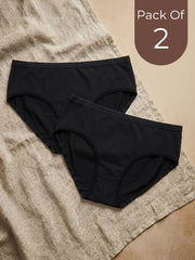 Pack of 2 black men's underwear on a textured beige surface with 'Pack Of 2' text.