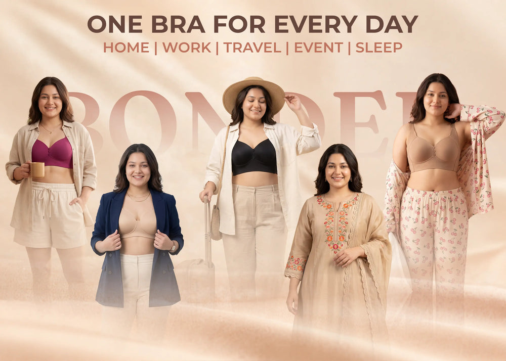 Cotton Padded Plus-Size M-Frame Minimiser Bonded Bra (SB-9203)(Black) (MR)