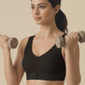 Bonded Gym Bra with Crisscross Back | Non-Padded | Breathable Cotton (TW-SB-995)(Black)