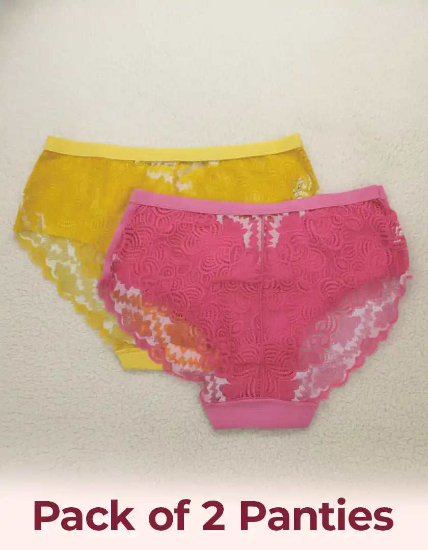 Tweens Lace Panty Elegant Soft Stretch Intimate Wear (Pack of 2)