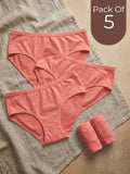 Cotton High Coverage Mid Waist Hipster Panty with Ultra Soft Waistband (TW-63)(Coral)