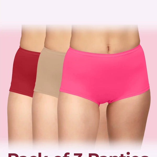 Tweens High-Rise Cotton Stretch Boyshorts Full Coverage, Seamless Comfort Everyday Essentials (Pack Of 3)