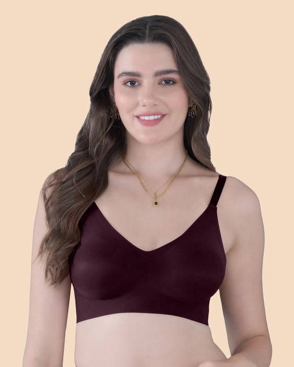 Tweens Seamless Bonded Lightly Padded Invisi-Fit Bra  (Dark Magenta)