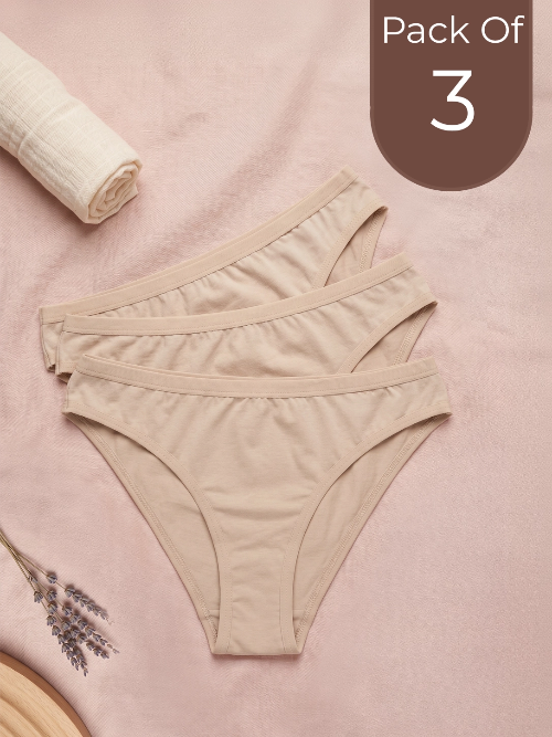 Cotton Medium Coverage Bikini Cut Panty with Soft Waistband (TW-71)(Skin)