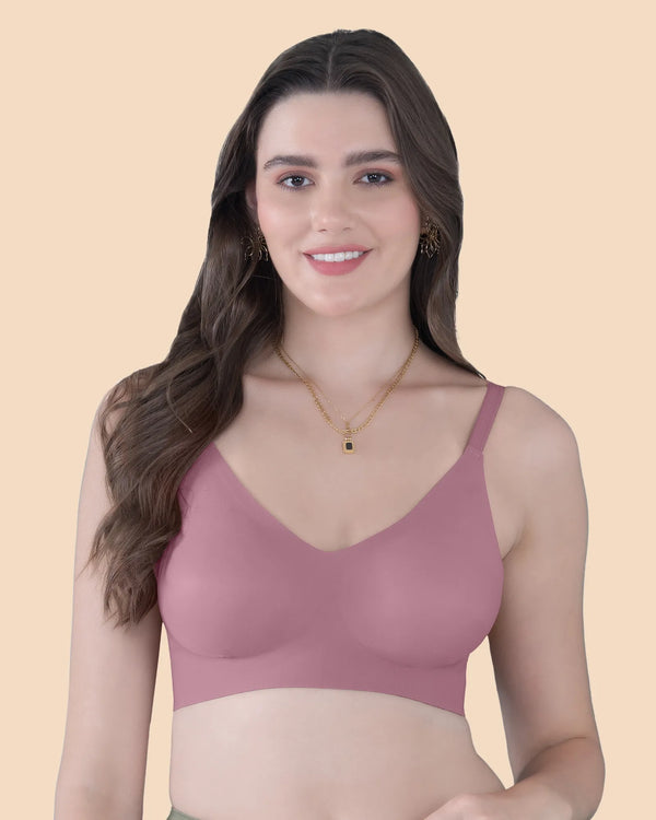 Tweens Seamless Bonded Lightly Padded Invisi-Fit Bra  (Plum)