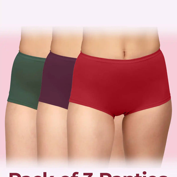 Tweens High-Rise Cotton Stretch Boyshorts Full Coverage, Seamless Comfort Everyday Essentials (Pack Of 3))