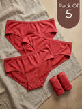 Cotton High Coverage Mid Waist Hipster Panty with Ultra Soft Waistband (TW-63)(Red)