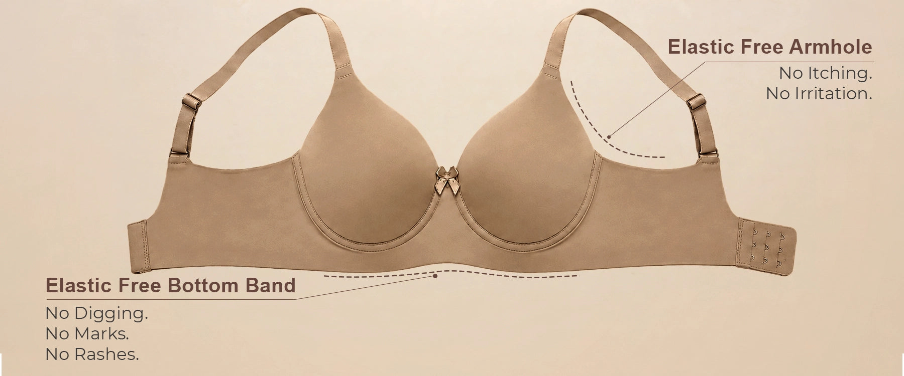 Cotton Padded Bonded T-Shirt Bra | Seamless Look, 360° Support & All-Day Comfort (TW-SB-9081-9082) (Fawn)