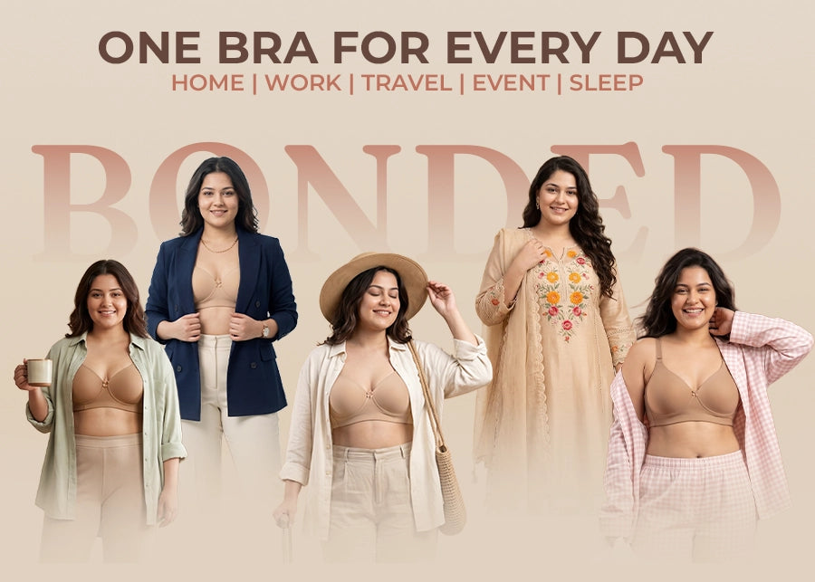 Cotton Padded Plus-Size T-Shirt Bonded Bra | Seamless Look, 360° Support & All-Day Comfort (TW-SB-9082) (Skin)