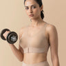 Bonded Gym Bra with Crisscross Back | Non-Padded | Breathable Cotton (Tw-SB-995)(Skin)