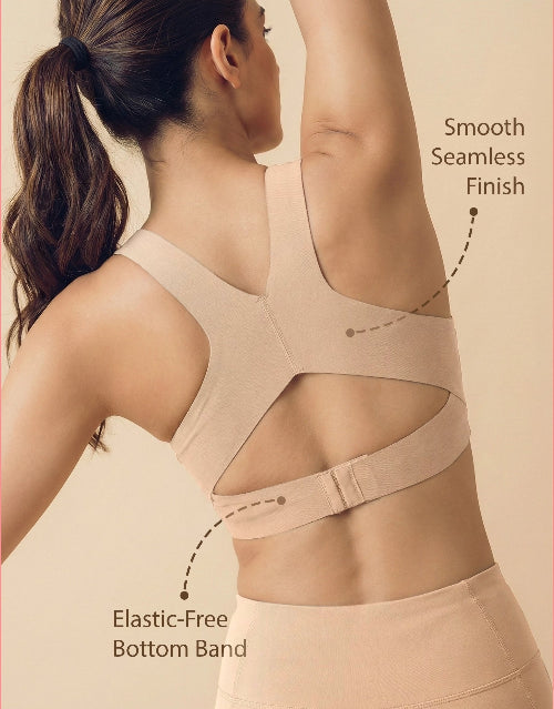 Bonded Gym Bra with Crisscross Back | Padded | Soft Polyamide (TW-SB-987-SKIN)