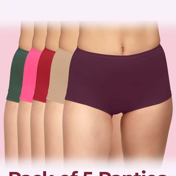 Tweens High-Rise Cotton Stretch Boyshorts Full Coverage, Seamless Comfort Everyday Essentials (Pack Of 5)