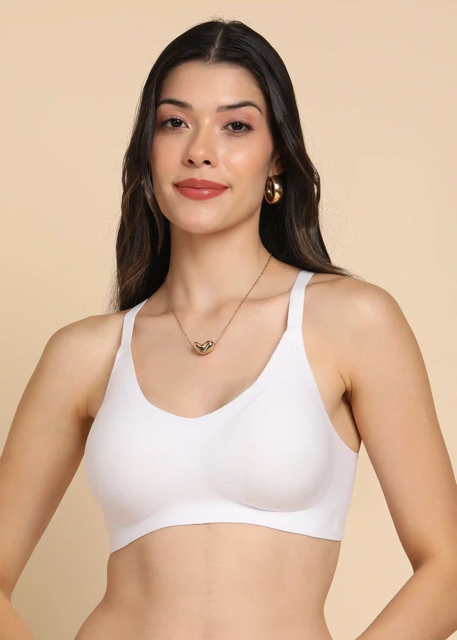 Tweens Bonded Breathable Cotton Padded Full-Coverage Bra (SB-938-White)