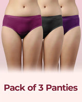 Tweens High Coverage Cotton Spandex Hipster Panty with Stay-Fresh Treatment (Pack of 3)