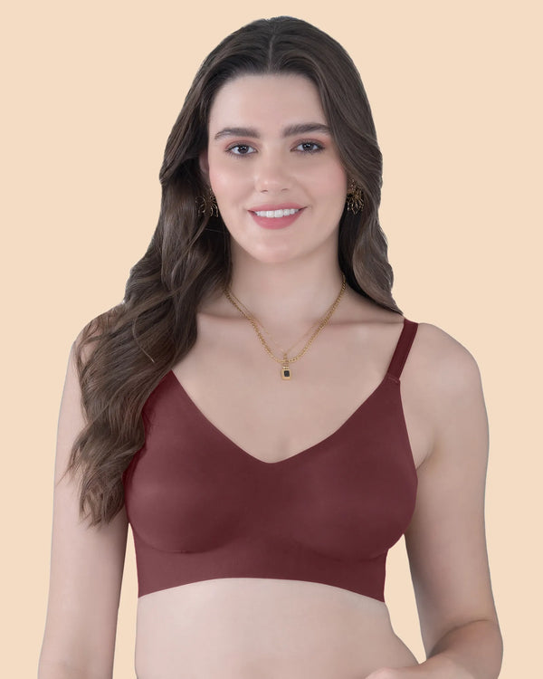 Tweens Seamless Bonded Lightly Padded Invisi-Fit Bra  (Wine)